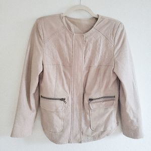 TROUVE Cream 100% Leather Jacket Size Medium